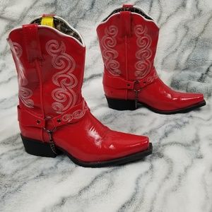 Laredo Red Cowgirl Boots kids size 3D 2" heel